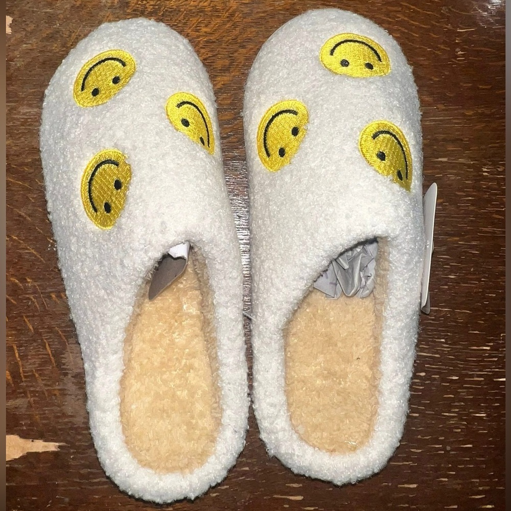 Cozy White Slippers with Smiley Faces